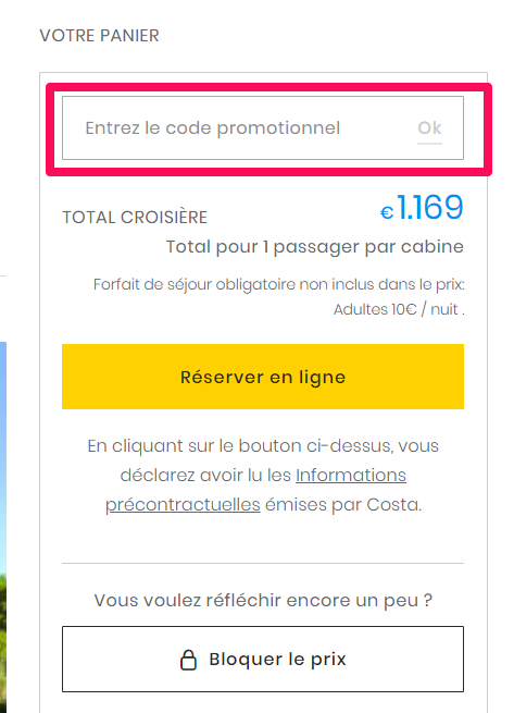 Code Promo Costa Croisières - 5 % et 15 € de réduction - 2026